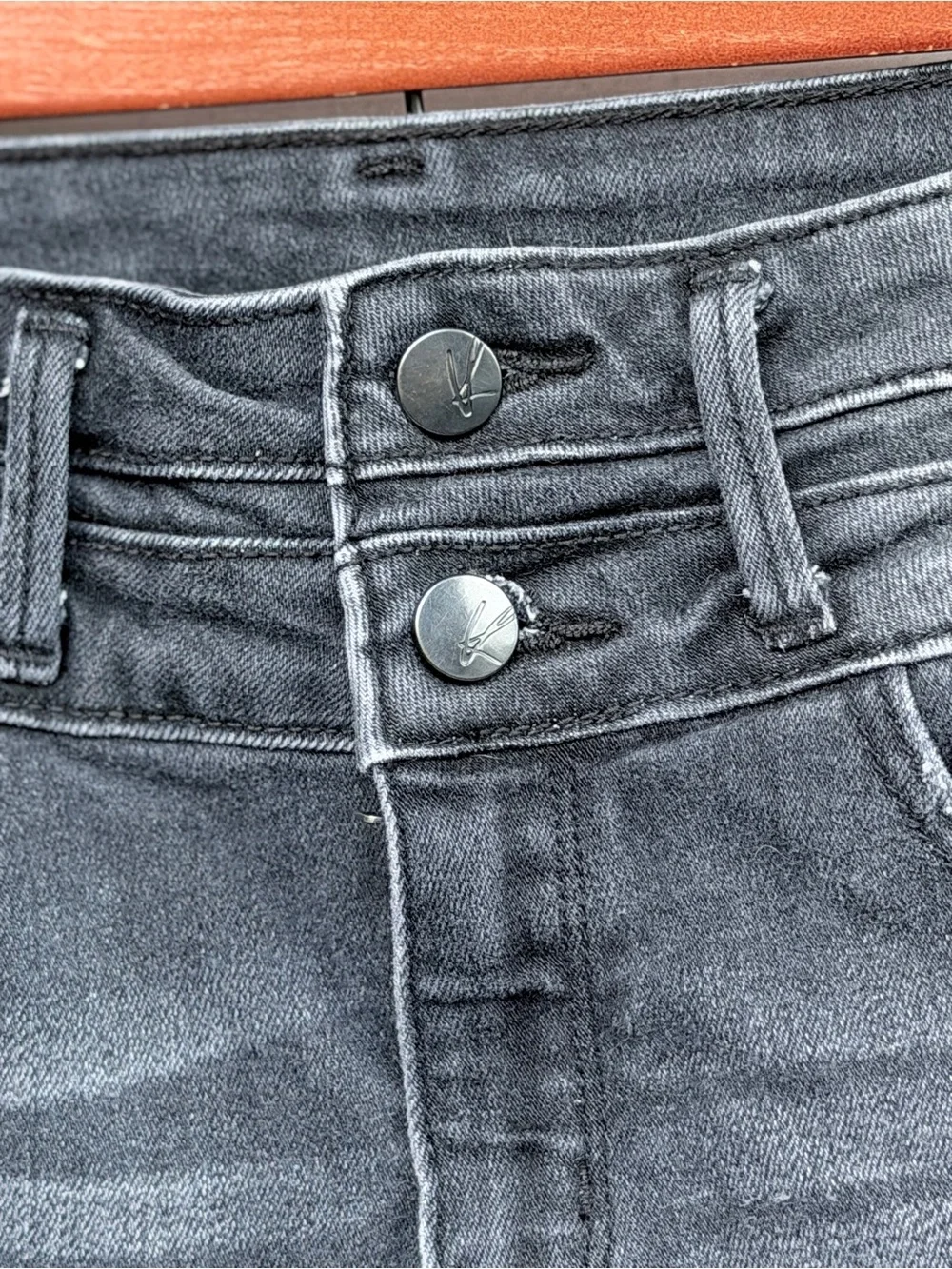 KanCan High-Rise Distressed Double Button Denim Shorts - Size 27